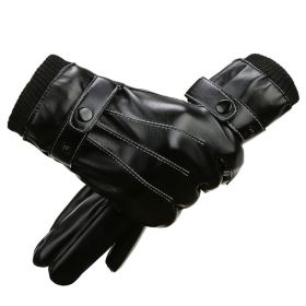 Men's Winter PU Leather Gloves, Warm Thermal Touchscreen Texting Typing