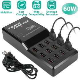 Multi 12 Port USB Charging Station Hub 60W Desktop USB Hub Multiple USB Charger Fast Charge