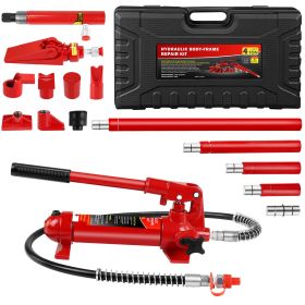 4 Ton Porta Power Kit, Portable Hydraulic Jack with Oil Hose, Auto Body Frame Repair Kit with Storage Case for Car Repair, Truck, Farm