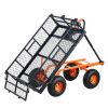 VEVOR Dump Cart, Metal Garden Dump Cart with Easy to Assemble Frame, Dump Wagon with 2-in-1 Convertible Handle, Utility Wheelbarrow 400 lbs Capacity