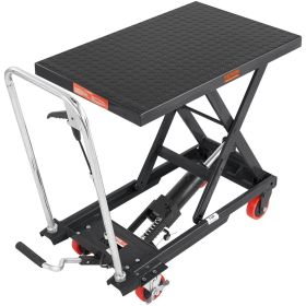 VEVOR Hydraulic Lift Table Cart, 500lbs Capacity 28.5" Lifting Height, Manual Single Scissor Lift Table with 4 Wheels and Non-slip Pad