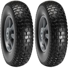 VEVOR Solid PU Run-Flat Tire Wheel, 10", 2-Pack, 180 lbs Dynamic Load, 220 lbs Static Load, Flat Free Tubeless Tires and Wheels for Hand Truck