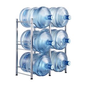 VEVOR 3 Tiers Water Jug Holder Double Row Water Bottle Rack for 6 Bottles Silver