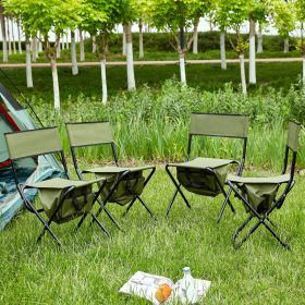 4-piece Folding Outdoor Chair with Storage Bag, Portable Chair for indoor, Outdoor Camping, Picnics and Fishing,Green