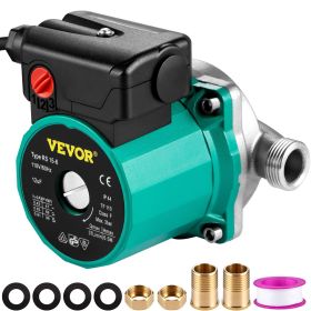 VEVOR Hot Water Recirculating Pump, 93W 110V Water Circulator Pump, Automatic Start Circulating Pump NPT 3/4" w/Brass Fittings, Stainless Steel Head