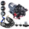 VEVOR RV Water Pump 5.3 GPM 5.5 Gallons Per Minute 12V Water Pump Automatic 70 PSI Diaphragm Pump with 25 Foot Coiled Hose Washdown Pumps for Boats Ca