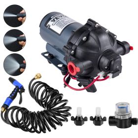 VEVOR RV Water Pump 5.3 GPM 5.5 Gallons Per Minute 12V Water Pump Automatic 70 PSI Diaphragm Pump with 25 Foot Coiled Hose Washdown Pumps for Boats Ca