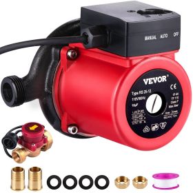 VEVOR Hot Water Recirculating Pump, 245W 110V Water Circulator Pump, Automatic Start Circulating Pump NPT 3/4" w/Brass Fittings, Stainless Steel Head