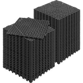 VEVOR Interlocking Tile 55PCS Black, Drainage Tiles 12" x 12" Splicing, Soft PVC Interlocking Drainage Floor Tiles