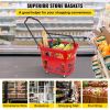 VEVOR 6PCS Shopping Carts, Plastic Rolling Shopping Basket with Wheels, Red Shopping Baskets with Handles