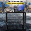 VEVOR Welding Table, 36" x 24" Adjustable Workbench, 0.12" Thick Industrial Workbench, 600lb Load Capacity Metal Workbench