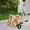 Firewood Cart 220LBS with Large Wheels, Fireplace Log Rolling Caddy Hauler, Wood Mover Outdoor Indoor Storage Holder Rack, Heavy Duty RT