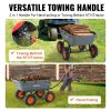 VEVOR Dump Cart, Poly Garden Dump Cart with Easy to Assemble Steel Frame, Dump Wagon with 2-in-1 Convertible Handle