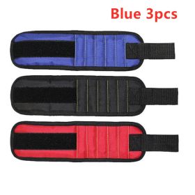 Fifteen-Compartment Powerful Magnetic Wristband (Option: Blue 3pcs-Five rows of 15 magnets)