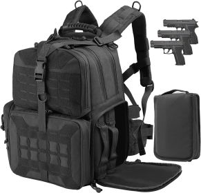 Tactical Range Backpack Bag, VOTAGOO Range Activity Bag For Handgun And Ammo, 3 Pistol Carrying Case For Hunting Shooting (Color: BLACK)