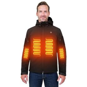 Heated Jacket For Men ANTARCTICA GEAR Winter Coat With 12V 16000mAh Battery Pack, Soft Shell Heating Hood Jacket (Option: Black-3XL)