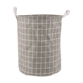 1pc Household Dirty Clothes Basket; Toy Storage Bucket; Plaid Fabric Cotton And Linen Dirty Clothes Basket; Large Foldable Waterproof Storage Basket (Color: Grey Plaid)