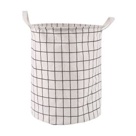 1pc Household Dirty Clothes Basket; Toy Storage Bucket; Plaid Fabric Cotton And Linen Dirty Clothes Basket; Large Foldable Waterproof Storage Basket (Color: White Plaid)