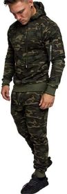 Men's Camouflage 2 Piece Sweatsuits Hoodie Jogging Athletic Tracksuit Sets (Color: CAMO2-S)