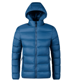 Mens Lightweight Packable Puffer Jacket Hooded Insulated Thermal Winter Jackets (Color: Blue, size: XXXL)