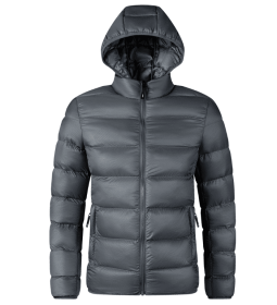 Mens Lightweight Packable Puffer Jacket Hooded Insulated Thermal Winter Jackets (Color: Gray, size: XL)