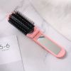 1pcs Collapsible Travel Hair Comb with Mirror - Portable and Compact Hair Brush for On-the-Go Grooming