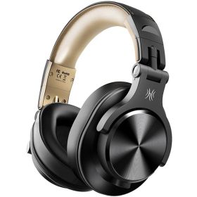 A70 Bluetooth 5.2 Headphones Stereo Over Ear Wireless Headset Professional Recording Studio Monitor DJ Headphones (Ships From: China, Color: Black Gold)