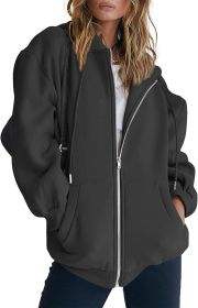 Women's Cute Hoodies Teen Girl Fall Jacket Oversized Sweatshirts Casual Drawstring Clothes Zip Up Y2K Hoodie with Pocket (Color: Grey, size: small)