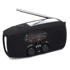 Multifunctional Hand Radio Solar Crank Dynamo Powered AM/FM/WB/NOAA Weather Radio Use Emergency LED Flashlight and Power Bank (Ships From: China, Color: BLACK)