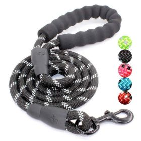 Pet Leash With Reflective & Comfortable Padded Handle For Small; Medium And Large Dogs (Color: BLACK, size: 1.2cm*150cm)