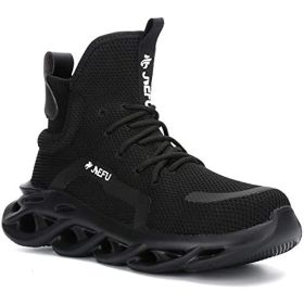 JIEFU Work Safety Boots Breathable Lightweight Reliable Durable Steel Toe Industrial Construction Shoes (Color: BLACK, size: 6 Men)