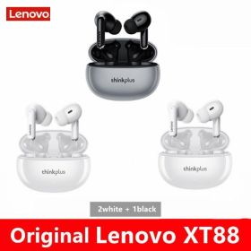 XT88 TWS Wireless Earphone Bluetooth 5.3 Dual Stereo Noise Reduction Bass Touch Control Long Standby headset (Ships From: China, Color: XT88 white2black1)