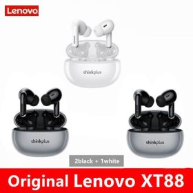 XT88 TWS Wireless Earphone Bluetooth 5.3 Dual Stereo Noise Reduction Bass Touch Control Long Standby headset (Ships From: China, Color: XT88 black2white1)