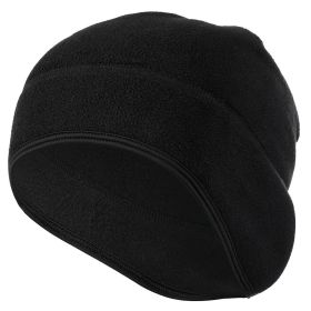 Winter Warm Ear Cover Cap Soft Men Women Ski Snowboard Cycling Skin-friendly Beanies Hiking Polar Fleece Running Windproof Hat (Color: BLACK)