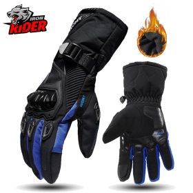 Motorcycle Gloves Windproof Waterproof Guantes Moto Men Motorbike Riding Gloves Touch Screen Moto Motocross Gloves Winter (Color: WP-02 Blue Gloves, size: M)