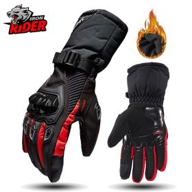 Motorcycle Gloves Windproof Waterproof Guantes Moto Men Motorbike Riding Gloves Touch Screen Moto Motocross Gloves Winter (Color: WP-02 Red Gloves, size: M)