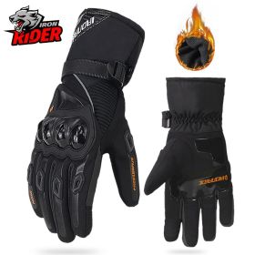 Motorcycle Gloves Windproof Waterproof Guantes Moto Men Motorbike Riding Gloves Touch Screen Moto Motocross Gloves Winter (Color: WN-01 Black Gloves, size: L)