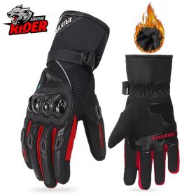 Motorcycle Gloves Windproof Waterproof Guantes Moto Men Motorbike Riding Gloves Touch Screen Moto Motocross Gloves Winter (Color: WN-01 Red Gloves, size: XL)