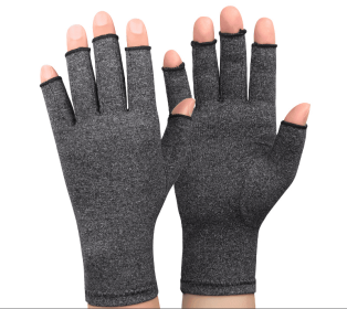 Winter Compression Arthritis Gloves Rehabilitation Fingerless Gloves Anti Arthritis Therapy Gloves Wrist Support Wristband (Color: Grey, size: S)