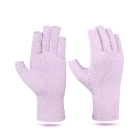 Winter Compression Arthritis Gloves Rehabilitation Fingerless Gloves Anti Arthritis Therapy Gloves Wrist Support Wristband (Color: Purple, size: L)