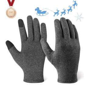 Winter Gloves Thermal Touch Screen Thermal Windproof Warm Gloves 1Pc Arthritis Gloves Woman Rheumatoid Magnetic Therapy Glove (Color: Gray, Gloves Size: S)