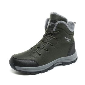 New men's winter Oxford cloth outdoor waterproof non-slip hiking boots warm non-slip men's shoes 39-48 (Color: army green, size: 39)