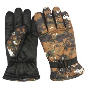 Men's Camouflage Gloves Full Finger Winter Windproof Accessories (Color: Brown)