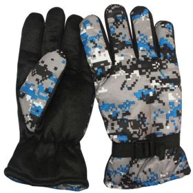 Men's Camouflage Gloves Full Finger Winter Windproof Accessories (Color: Blue)