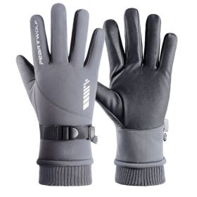 Men's Outdoor Winter Ski Gloves Windproof,Waterproof, Non-Slip Cycling Gloves (Color: Grey)