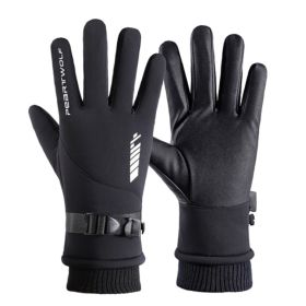 Men's Outdoor Winter Ski Gloves Windproof,Waterproof, Non-Slip Cycling Gloves (Color: BLACK)