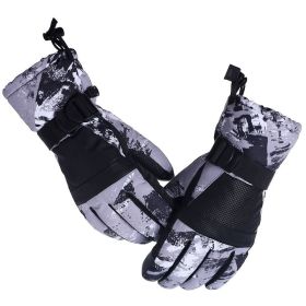 Winter Gloves Waterproof Ski Gloves Insulated Snowboard Gloves (Color: Grey)