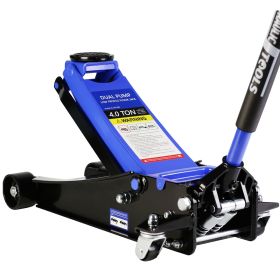 Floor Jack, 4 Ton Low Profile Floor Jack, Heavy-Duty Steel Racing Floor Jack with dual Piston Quick Lift Pump, Floor Jack Lifting Range 4"-21" (Color: as Pic)