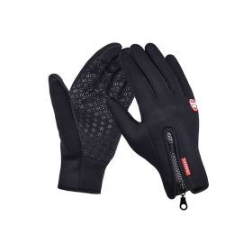 Women's Cold Winter Ski Camping Screen Touch Warm Gloves For Outdoor (Color: BLACK, size: L)