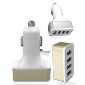 QUAD PORTS USB Car Adapter and Charger (Color: Silver)